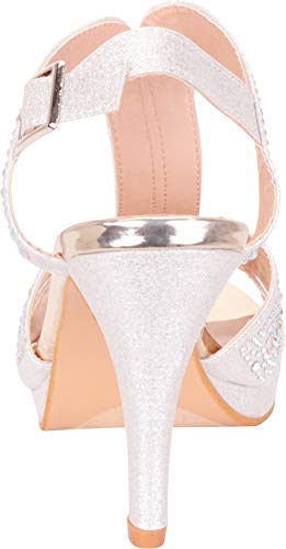 Cambridge Select Women's T-Strap Crystal Rhinestone Platform High Heel Dress Sandal,8 B(M) US,Silver - Image 4