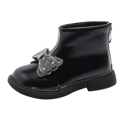 Winter Short Boots for Toddler Girls Sparkly Glitter Bowknot Leather Ankle Shoes Kids Low Heel Toddler Girls on Boots - Main Image