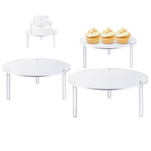 FmtwPhn Soporte para Tartas de acrílico Transparente, Soporte para Tartas para Cupcakes, 3 Unidades, Soporte para Cupcakes, Soporte para Tartas, Elevador de exhibición de postres para encimera
