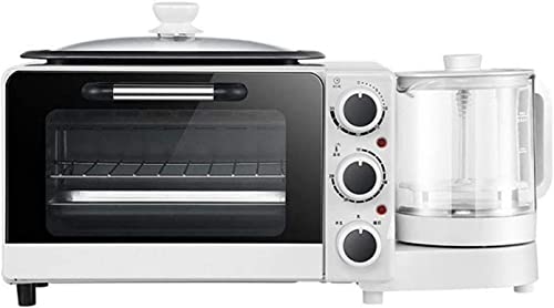 REJOON Macchina for la Colazione Mini Forno 4-in-1 Macchina for caffè retrò Multifunzione con bollitore Macchina for tostapane elettrica Forno in Acciaio Inossidabile Teglie da Forno Rimovibili