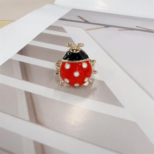 Cute Red Ladybug Wrap Finger Ring 14k Gold Plated Enamel Insect Animal Open Adjustable Knuckle Tail Stacking Statement Rings Promise Eternity Thin Bands Dainty Festival Jewelry for Women Daughter4