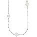 Sterling Silver Floral Link Station Long Necklace Italy, 30"