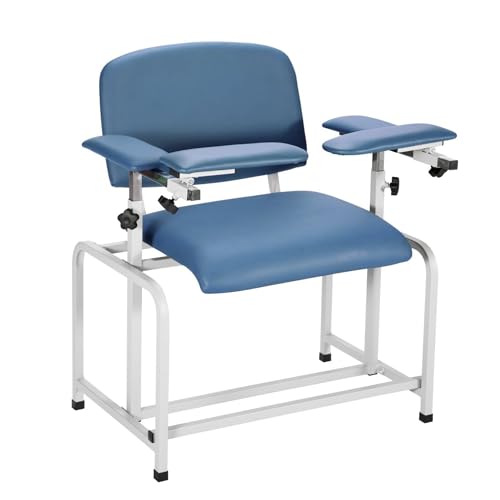 VivaComfort Blue Bariatric Wide Padded Blood Drawing Chair, Phlebotomy Chair with Adjustable Armrest, 35' H x 18' L x 29'W, Blood Draw Chair, Medical Chair, Great for Mommy and Me