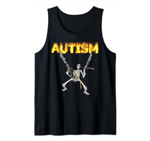Meme Esqueleto Autismo Camiseta sin Mangas