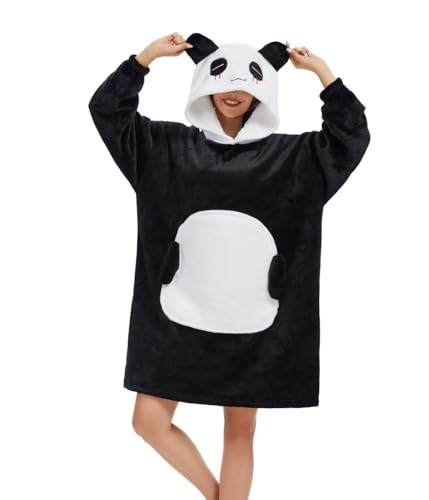 chuangminghangqi Kuscheldecke zum Anziehen mit Ärmeln & Kapuze Winter Comfy & Warm Sofadecke Unisex Übergroßes Panda Decken Pulli Damen Lustige Riesen Hoodie Decke