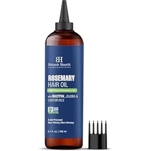 Botanic Hearth Rosemary Oil for Hair Growth | Strengthening Biotin, Jojoba, Castor Hair Growth Oil for frizzy hair | Dry, Damaged Scalp Treatment | Color Safe | All Hair Types | 6.7 Fl Oz