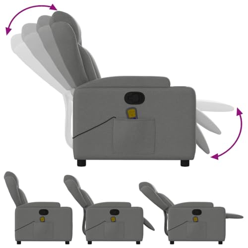Sillón masaje reclinable tela gris oscuro miniatura 6