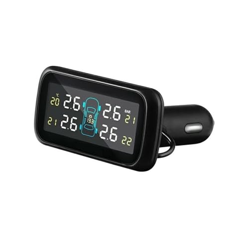 Sistema de monitoreo neumáticos inalámbrico TPMS for automóvil con 4 sensores internos y externos, pantalla LCD encendedor cigarrillos(903-WF)