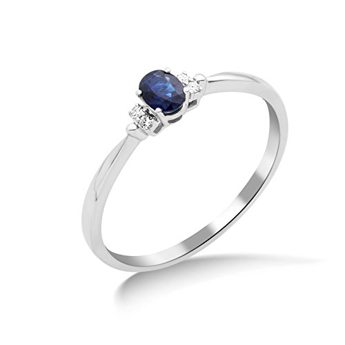 Preisvergleich Produktbild Miore Damen Solitär-Ring, 9 Karat Weißgold, Saphir, MY051R