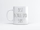Best Bonus Dad Ever Coffee Mug - Font Rae Dunn Inspired - Bonus Dad Rae Dunn Style Coffee Mug -...