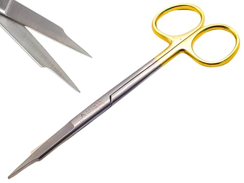 Image of ARTMAN INSTRUMENTS Goldman Fox Skin Tag Scissors 5 inches with Tungsten Carbide Gold Plated Surgical Dental Surgical Scissors Gingival Tissue Stitch Cuttings Precision(Straight)