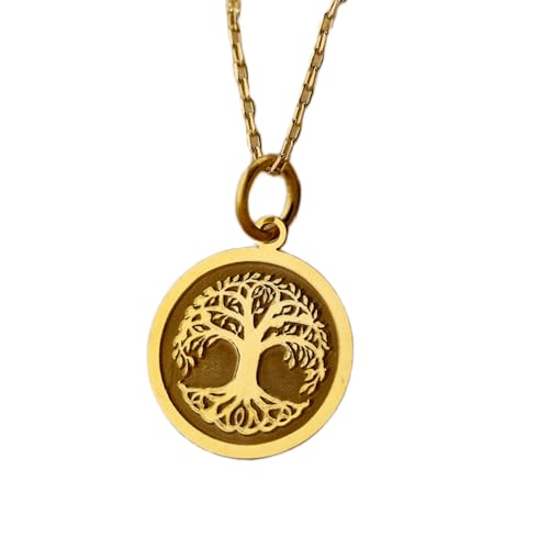 Collier Arbre de Vie en argent sterling plaqué or fin gravé main