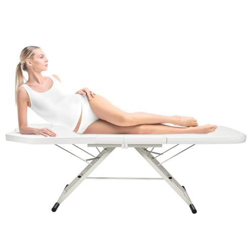 LENJKYYO Camilla de masaje plegable de 3 zonas, portátil, ligera, SPA, cama de masaje, mesa de masaje, 3 zonas de color a elegir, cama de masaje, cama de masaje, color rosa (blanco)