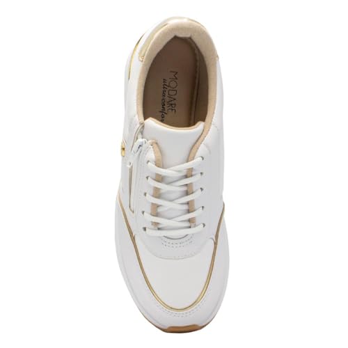 Tênis Modare Feminino Napa/metalizado Salto Anabela Conforto Branco/dourado 7394.103.27897.17165 36