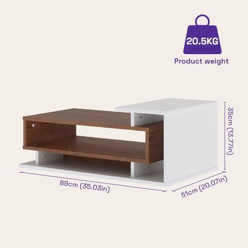 Image of Wakefit Center Table | 1 Yr Warranty | Coffee Table for Living Room Wooden, Tea Table for Living Room Wooden, Sofa Table, Free Installation from Brand, Modern Multi-Functional & Wobble-Free(Storiva)