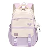 Mochila Casual Moderna, 25L, 44x32x20cm, Nylon à Prova D'água, Compartimento para Notebook 15.6', Alça Dupla (Roxo)