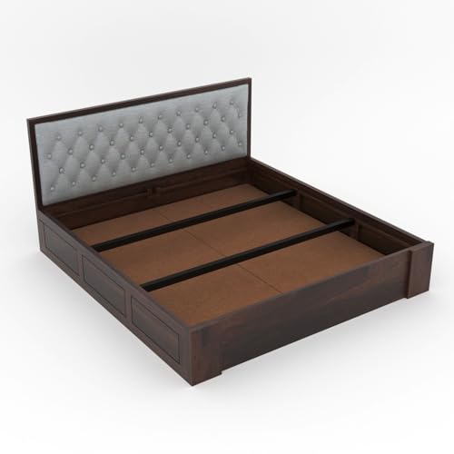 Image of FurnitureSheesham Wood Decan King Size Bed with Box Storage for Livingroom /Bedroom /Home Solid Wood King Box Bed | Finish Color - Walnut, DIY