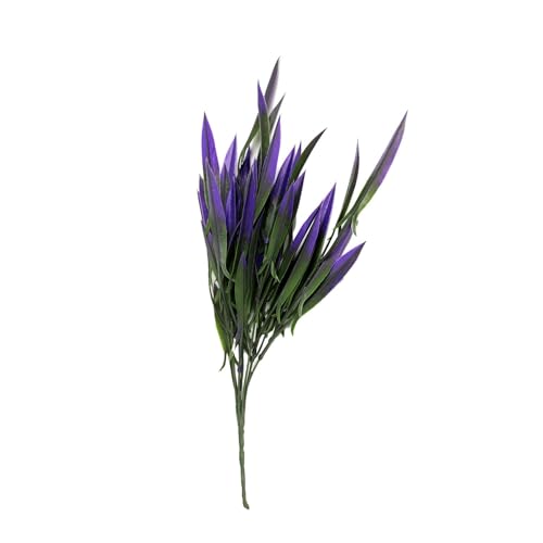 Image of Enhance Your Space with Artificial Leaf Decor Foliage for Stunning Interiors Decorative Items for Home;Office; Room; Living Room; Table; (Without Vase) (Pack of 2, Green-Violet)