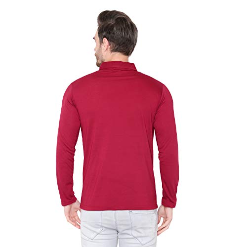 Image of Men's Cotton Blend Full Sleeve Zip Neck Polo T-Shirt (Pack of 1)