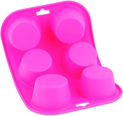 Selecto Bake 6 Cup Silicone Bun/Muffin Mould Cupcake Yorkshire Pudding Non Stick Tray Baking Blue, Pink Pack of 2