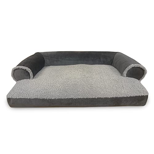 Dog Bed King Pet Bed For Dogs And Cats - Extra Large Grey Microsuede & Sherpa Comfy Couch Sofa-Style Lounger Pillow Cushion Dog Bed, Removable Machine Washable Cover. (Fpp-Dbk-003) #TOP6