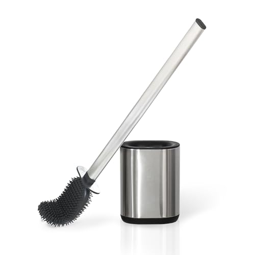 Sineng Silicone Toilet Brush and Holder Set, Stainless...