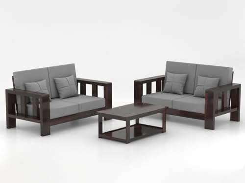 Image of Sheesham Wooden 4 Seater Sofa for Living Room | Solid Wood Sofa | Rosewood Sofa Set for Home & Office | Lounge (Walnut, 2+2 Seater)