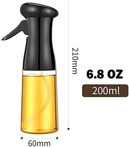 2 Pack Oil Sprayer for Cooking, 6.8 Oz/200ML Olive Oil Dispenser Mister Bottle, Refillable Kitchen Vinegar Spritzer Plastic Sprayer for Air Fryer BBQ/Salad/Baking/Roasting/Grilling
