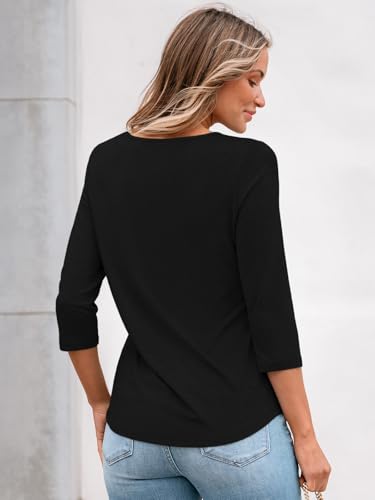 AUTOMET 3/4 Length Sleeve Womens Tops Lace Business Dressy Casual Blouses Spring Summer Fall Trendy Cute Work T Shirts4