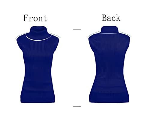 Image of v28 Women Sleeveless High Neck Turtleneck Stretchable Knit Sweater Top