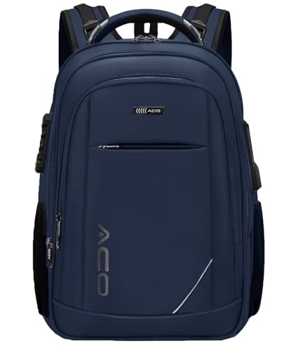 Mochila Notebook Masculina Feminina Capa de Chuva Escolar Faculdade Viagens Bolso Antifurto Cadeado Saída USB Resistente a água Reforçada (Azul)