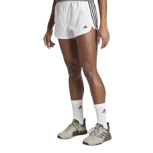 adidas Women's Pacer 3-Stripes Woven Shorts, White/Black, L
