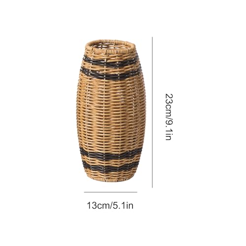 Vase de fleurs rustique en rotin synthétique tressé pour décoration de mariage champêtre - 3
