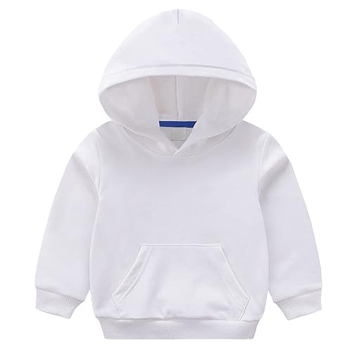 Ayolanni toddler hoodie Boys Hooded Sweatshirts Trendy Toddler Hoodie with Pocket Youth Girls Pullover Winter Fashion 2025 Kids Clothes White 7 Years