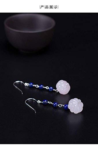 Puces d'oreilles femme style simple en argent et lapis gourde