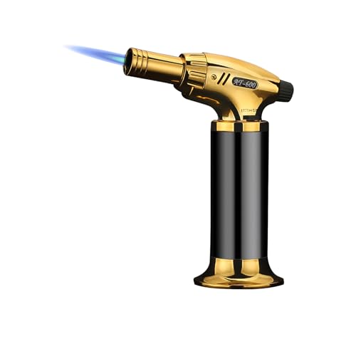 Bruciatore a gas butano da cucina, Ruspela Bruciatore da cucina portatile antivento ricaricabile con fiamma regolabile per cucinare, cuocere, grigliare, accendino a gas ricaricabile