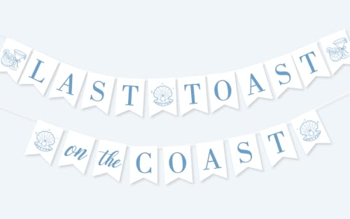 Image of Last Toast on The Coast Banner,Coastal Blue Bachelorette Bridal Shower Sign