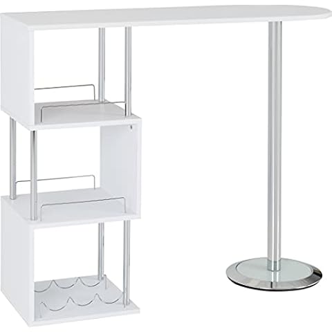 Seconique Charisma Breakfast Bar Table in White/Chrome, W 40cm x D 120cm x H 104.5cm, 400-403-046 Cover