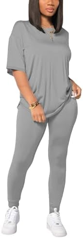 HBQ Women 2 Piece Outfits Summer Sweatsuits Drop Shoulder Tracksu...