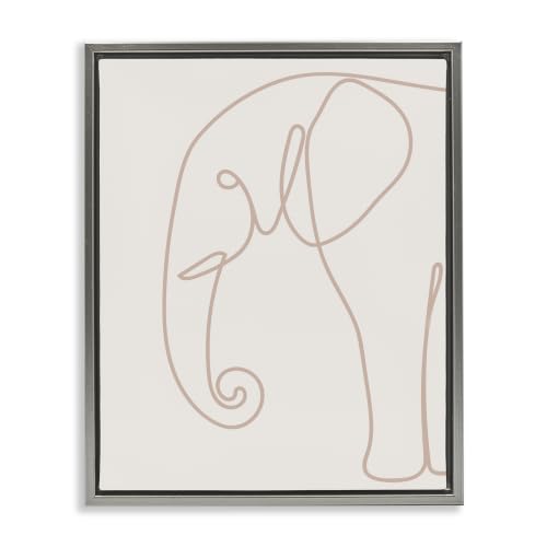 'Elephant Doodle Outline Shape'| Floating Frame Canvas Art