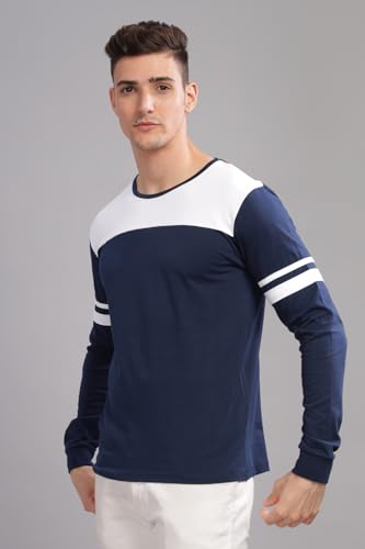 Image of ADRO Full Sleeve Tshirt for Men | Colorblock T Shirt for Men | 100% Cotton Tshirt | Full Sleeve Regular Fit T-Shirt | Men's Full Sleeves T Shirts