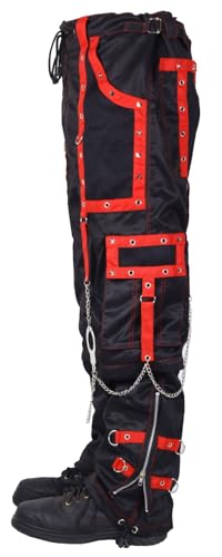 Prime Quality Gothic Men's Bondage Gothic Cyber Pant Chain Techno Rock Punk Shorts Trouser Pants/USA4