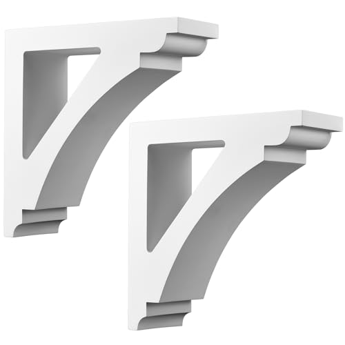 Image of Briwooody 2 Pcs Unfinished Paintable Corbels Bracket for Doorway Countertop Home Cabinet Bookshelves Furniture Support PU (4 W X 12 D X 12 Inch H,Modern Style)