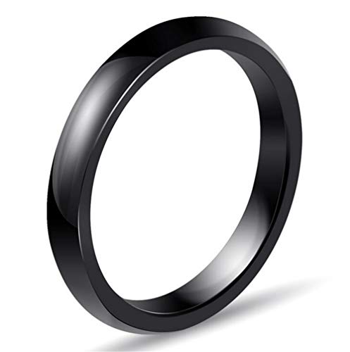 OAKKY 3MM Largeur Engagement Mariage Bande Bague Femme Céramique Noir Taille 62