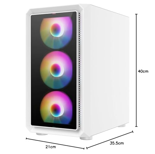 Gamemax Icon White Micro-Atx Tg Gaming Case - 4 X Inner-Ring Argb Fans & 6-Port Fan Hub - 12