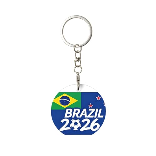 HGIUYDRD Kit de fabrication de porte-clés rond avec motif drapeau de l'Équateur - Anti-rouille - Clip et porte-clés pour clés, Drapeau du Brésil., taille unique