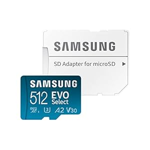 Samsung EVO Select microSD-Karte + SD-Adapter, 512 GB, Speicherkarte für Smartphone und Tablet, UHS-I U3, Full HD, 130 MB/s Lesen, MB-ME512KA/EU