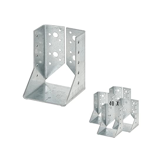 siwitec 40 zapatos de viga tipo B 60 x 100 mm, Sendzimir galvanizado, marcado CE, grosor del material 2 mm, conectores de madera resistentes a la intemperie, zapatos para postes, conectores de vigas