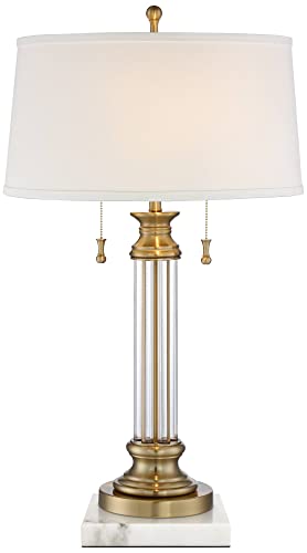 Vienna Full Spectrum Rolland Traditional Table Lamp with Square White Marble Riser 30
