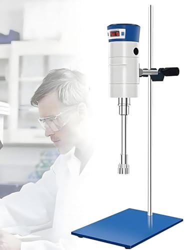 High-Speed Lab Homogenizer Mixer - 50-40000ml Electric Stirrer with LCD Display, 300-23000rpm Adjustable Emulsifying Machine, Dual Work Heads for Large Batch Mixing FJ200~SH